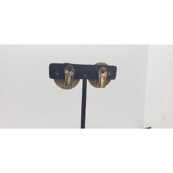 Vintage Earrings Clip 60s World Globe Travel Earth Souvenir Signed Marvella - Picture 5 of 10